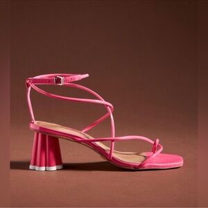 NWOT Anthropologie Pink Strappy Heels original price 175$!